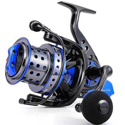 Sougayilang Spinning Reels 10000 Series Surf Fishing Reels, Ultra Smooth Powerful with CNC Aluminum Spool, Inshore & Offshore Saltwater Fishing - color: Blue- SFL10000