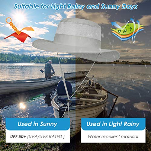 IYEBRAO Mens Outdoor Sun Hat with Face Neck Flap UV Protection Wide Brim Fishing Hat for Hiking Safari Gardening UPF 50+ - color: 2 Pack-light Gray＆light Gray