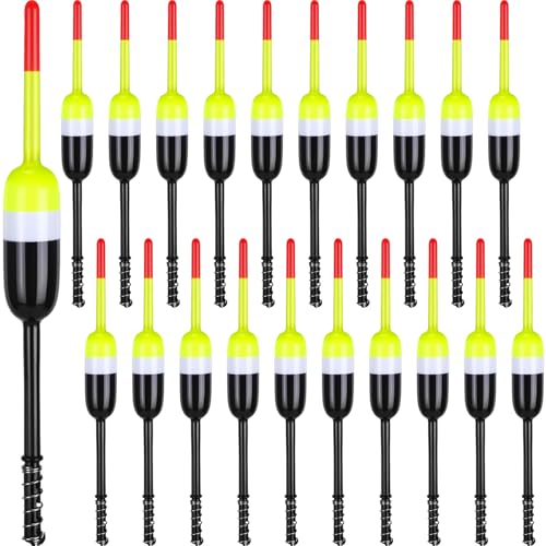 VioraWhite 20 Pcs Fishing Floats Bobbers Spring Oval Stick Slip Floats Balsa Wood High Visibility and Sensitive for Crappie Catfish Trout Panfish Walleye Fishing - size: 1.7″x0.59″x5.7″