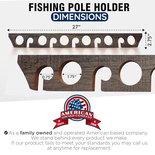 Rush Creek Creations 11-Rod Wall or Ceiling Fishing Rod Storage Rack, Vertical or Horizontal Fishing Rod Holder with 11 Rod Capacity - style: Barn Wood