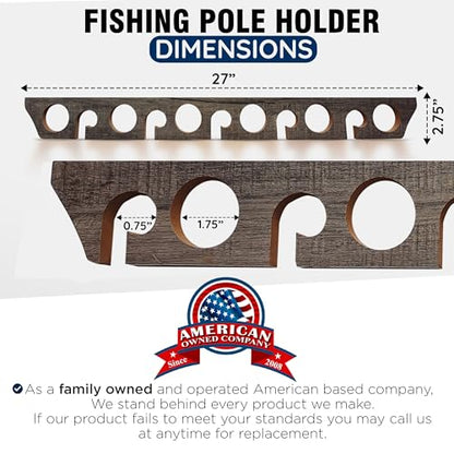 Rush Creek Creations 11-Rod Wall or Ceiling Fishing Rod Storage Rack, Vertical or Horizontal Fishing Rod Holder with 11 Rod Capacity - style: Barn Wood