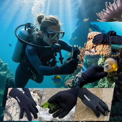 Neoprene Gloves, 3mm Anti-Slip Diving Gloves Waterproof Wetsuit Gloves for Scuba Fishing Kayaking Surfing Swimming - color: Black, size: Large