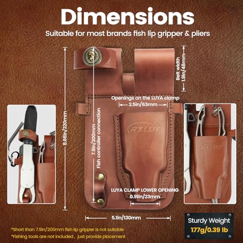 Fishing Pliers Holster with Retractable Lanyard, Universal Fit for Most Sea Fishing & Wild River Lure Tongs Leather Accessories - color: Dark Brown