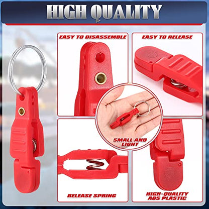 Honoson 20 Pieces Heavy Tension Snap Release Clips Padded Trolling Clips with Key Ring for Weight Planer Board Offshore Kites Downrigger Fishing - color: Red