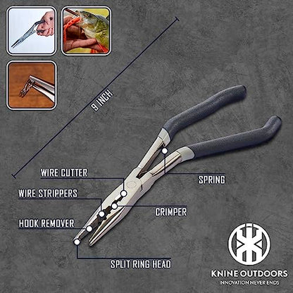KNINE OUTDOORS 6PCS Fishing Tool Kit, Fishing Pliers, Fish Fillet Knife, Fishing Gripper, Fishing Scissors for Braided line, Fishing Gear and Equipment, Fishing Gifts for Men