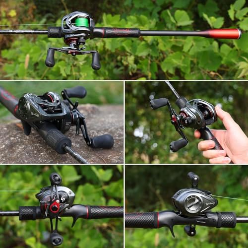 Sougayilang Fishing Rods, Spinning Rods and Casting Fishing Rods, with Full Carbon Fiber Handle, 24T Carbon Fiber 2PCS Fishing Pole for Long Casting Bass, Trout, Panfish - size: Spin-6'00''