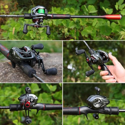 Sougayilang Fishing Rods, Spinning Rods and Casting Fishing Rods, with Full Carbon Fiber Handle, 24T Carbon Fiber 2PCS Fishing Pole for Long Casting Bass, Trout, Panfish - size: Spin-6'00''