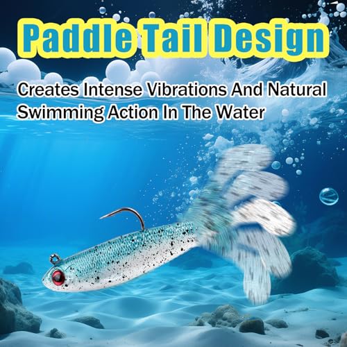Fishing Bait Paddle Tail Swimbaits 10pcs FS/RE-13 | Soft Plastic,with Jig Heads,Bass Lures,for Freshwater Saltwater,Fishing Trout,Crappie Lures - color: Green, size: 0.21oz