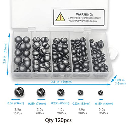 SANWEAL120PCS/200PCS Fishing Weights Sinkers - Premium Split ShotFishing Weights Sinkers - Round Removable Fishing Sinkers - 5/6 Sizes - style: Round/120