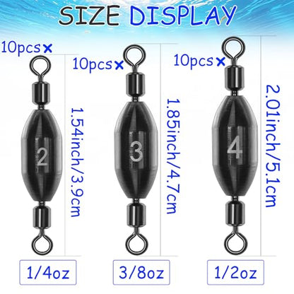 Fishing Weights Swivel Bullet Sinkers Brass Fishing Weights Saltwater Freshwater Bass Sinker Weight with Swivel Rolling 1/4oz, 1/8oz, 1/16oz，1/32oz, 3/8oz, 1/2oz - style: 1/32-15pcs