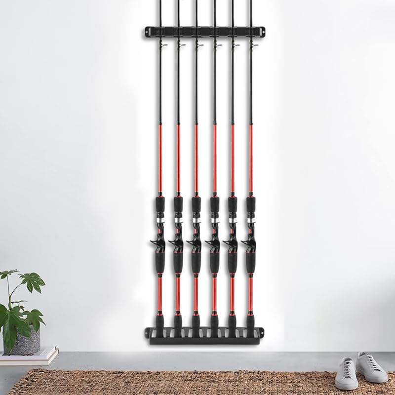 Fishing Rod Holder Straps,Holds Up to 6 Rods Fishing Pole Rod Racks Wall Mounted Fishing Pole Rod Holders
