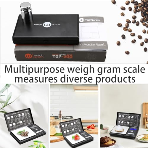 Weigh Gram 200g Digital Pocket Gram Scale 0.01g Accuracy, 200g x 0.01g Mini Digital Grams Scale, Small Food Scale, Jewelry Scale, Ounces Grains Scale With100g Calibration Weight - size: 200g / 0.01g (Model: TOP-100)
