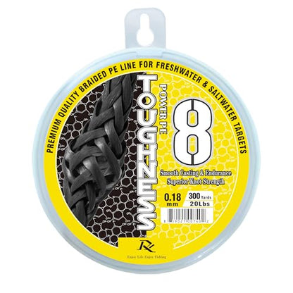 Ray Fishing Toughness 8 Strands Braided Fishing Line | Cast Further & Lasts Longer, Greater Abrasion Resistance, Strong Knot Strength, Smaller Diameter, Fresh and Salty - color: Yellow, size: 0.18mm-20Lbs