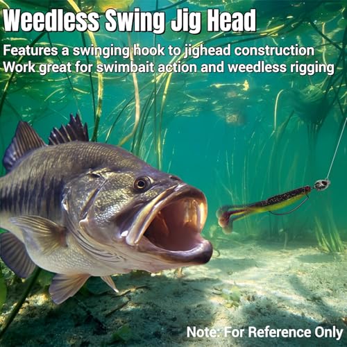Vivid Fish Eyes Swimbait Jig Heads for Fishing, 15Pcs Swing Bass Jigheads Lifelike Weedless Jig Heads for Ned Rig or Texas Rig 1/8 3/16 1/4 3/8 1/2oz - size: 3/8oz-3/0, 15Pcs