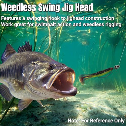 Vivid Fish Eyes Swimbait Jig Heads for Fishing, 15Pcs Swing Bass Jigheads Lifelike Weedless Jig Heads for Ned Rig or Texas Rig 1/8 3/16 1/4 3/8 1/2oz - size: 3/8oz-3/0, 15Pcs