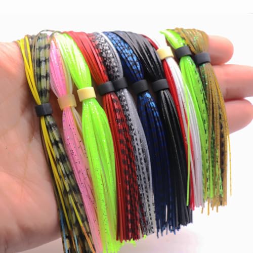 Silicone Jig Skirts Material Squid Rubber Jig Head Lures Spinnerbaits Buzzbaits Fly Fishing Material Crystal Flash bass jig Skirts Replacement Fishing DIY Accessory - color: 20 Bundles-A