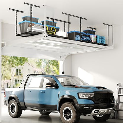 FLEXIMOUNTS 3x6 Overhead Garage Storage Adjustable Ceiling Rack 72" Length x 36" Width x 40" Height, 450lbs Weight Capacity, Black, Classic Series - color: Black, size: 3x6 ft