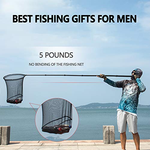 9ft/11.15ft Extra Long Fishing Net with Telescoping Handle, Carbon Fiber Extendable Landing Net, Dip Net for Fishing, Crab nets for Crabbing, Rubber Coated Netting, Holds up to 20lbs - style: 11.15ft/133.8"