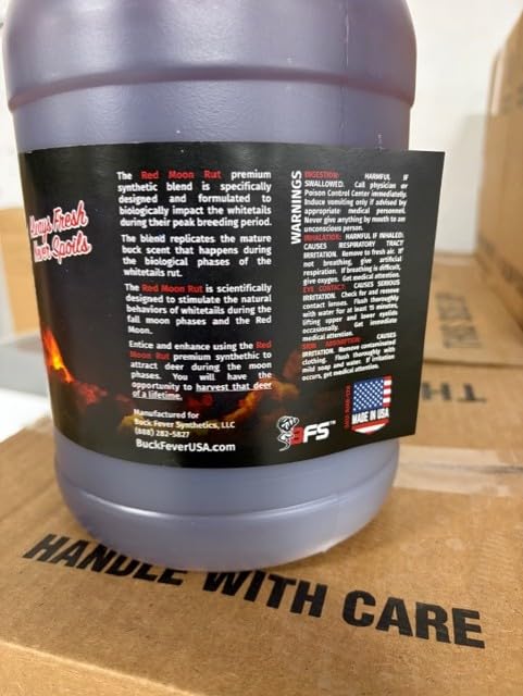 Buck Fever Red Moon Rut – Synthetically Formulated Deer Liquid Attractant – Non-Spoiling, Sweet Synthetic Buck Attractant Scent – Moisture Reactivated Mature Rutting Buck Scent - size: 1 Gallon