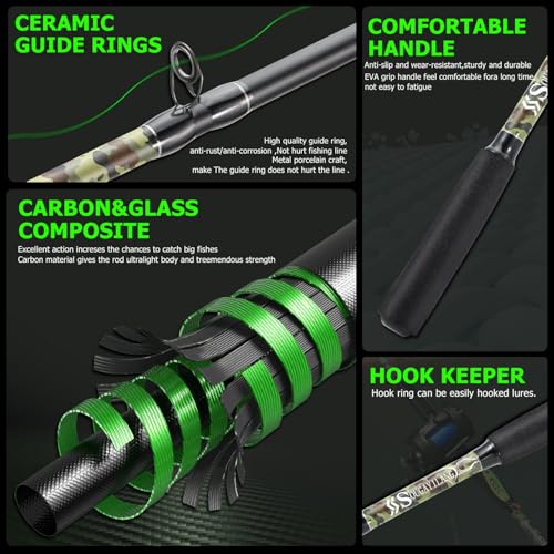 Sougayilang Fishing Rod Combo with Conventional Reel, Medium Heavy for Catfish Salmon and Steelhead Saltwater Fishing - size: 7'0"