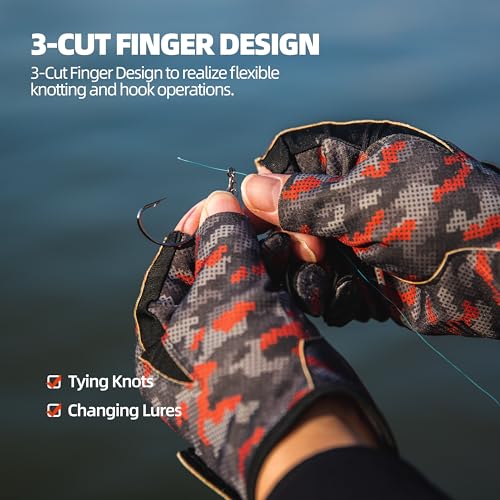 3-Cut Finger Fishing Gloves, Anti-Slip, Breathable & High-Stretch, Durable Polyester Fingerless Mittens for Men & Women, Lightweight Angler Gear for Saltwater & Freshwater - size: Medium