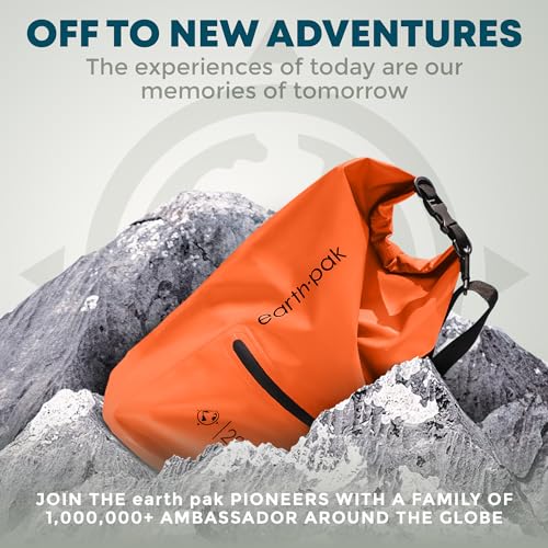 Earth Pak Waterproof Dry Bag with Zippered Pocket - Waterproof Dry Bag Backpack Keeps Gear Dry - color: Orange, size: 5L