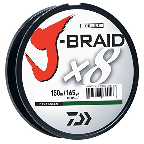 Daiwa J-Braid 150M 8-Strand Woven Round Braid Line - color: DARK GREEN, size: 50 lb