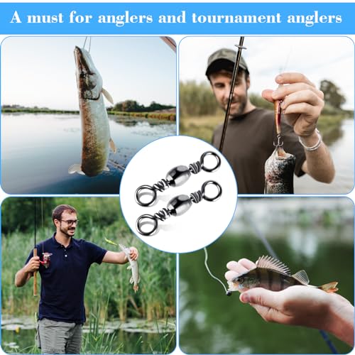TIESOME 100Pcs Fishing Barrel Swivels, High Strength Carbon Steel Fishing Connector Swivels Freshwater Swivels Steel Hook Line Connector Rolling Fishing Swivels for Freshwater Fishing Accessories