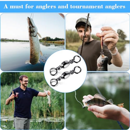 TIESOME 100Pcs Fishing Barrel Swivels, High Strength Carbon Steel Fishing Connector Swivels Freshwater Swivels Steel Hook Line Connector Rolling Fishing Swivels for Freshwater Fishing Accessories