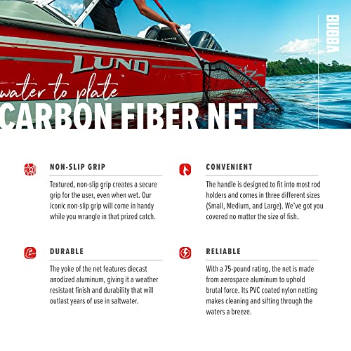 BUBBA Landing Nets with Corrosion Resistant Construction, Non-Slip Grip Handle and Carbon Fiber Shafts for Fishing, Angling, Boating and Outdoors - style: 20 Inch