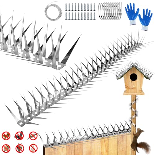 Bird Spikes 13 FT Anti Climb Spikes Stainless Steel Bird Squirrel Deterrent | Acts as squirrel baffles for bird feeders, stops squirrels stealing bird food - size: 158 inch