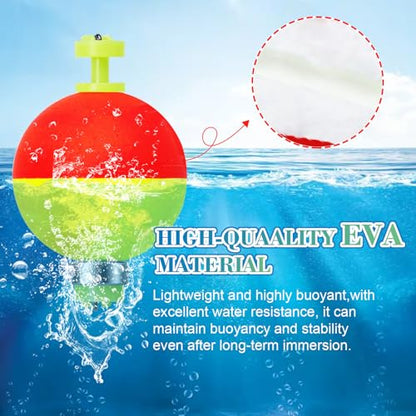 Weighted Fishing Bobbers 10-Pack - Slip Bobbers for Catfish with Spring Clip | 5 Sizes & Styles | High-Visibility EVA Floats with Bottom Weight for Stability - size: 1.18in-10pcs