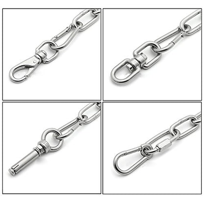 1PCS M5 Double Ended Swivel Hook 304 Stainless Steel Eye to Eye Swivel Shackle Ring Connector + 2PCS M5 Snap Hook - size: M5