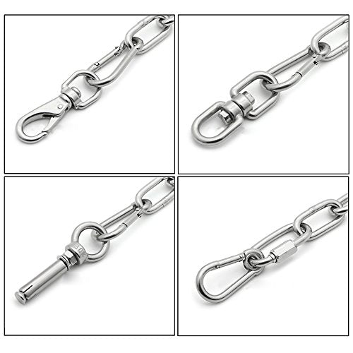 1PCS M8 Double Ended Swivel Eye Hook 304 Stainless Steel Eye to Eye Swivel Shackle Ring Connector + 2PCS M8 Snap Hook - size: M8
