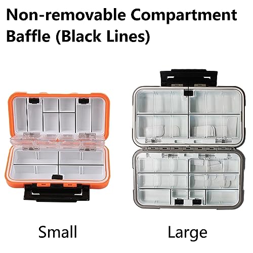 TopHomer Fishing Tackle Box, Waterproof Tackle Trays, Plastic Tackle Box Organizer with Removable Dividers Storage Lure Box for Lures - style: Small Orange