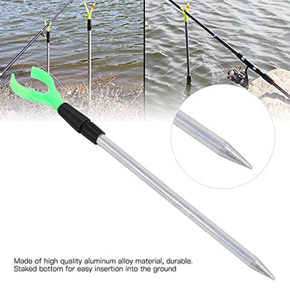 Fishing Rod Holder, Aluminum Alloy Telescopic Bank Stick with Y Head, Portable Ground Spike Rod Rest for Sea and Carp Fishing
