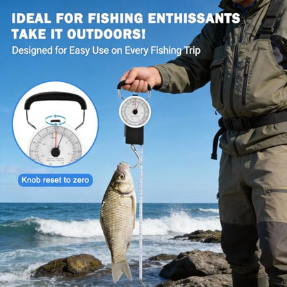 Fishing Scale,80lbs/35kg Fishing Gear with Built-in Measuring Tape,Fish Hook Remover Tool,Portable Hanging Fishings Weight Scale Luggage Scales with Hook,Fish Gifts for Men