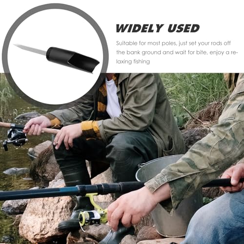 GANAZONO Heavy Duty Fishing Rod Holder Sand Spike Metal Ground Rod Support Stand for Beach and Bank Fishing Single Black Pole Holder