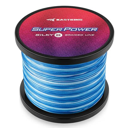 KastKing SuperPower Braided Fishing Line - Abrasion Resistant Braided Lines – Incredible Superline – Zero Stretch – Smaller Diameter – A Must-Have! - color: X8-Blue Camo, size: 20LB(500 Yds)