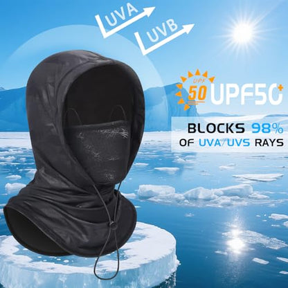 GXCROR Cooling Breathable Balaclava Face Mask Sun UV Protection Hood Shiesty Mask for Cycling Fishing Running - color: Black Camo+blue