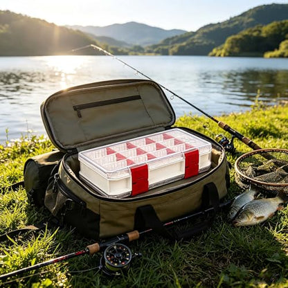 Fishing Tackle Box Tackle Tray Floating Fishing Lure Box Storage Organizer Plastic Box with Adjustable Dividers White Silicone Vertebrae - style: Double Sided B107