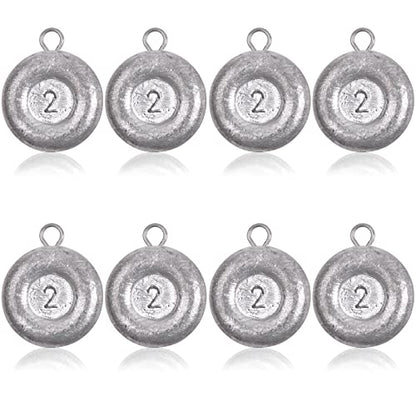 Disc Sinkers Fishing Weights Coin Sinkers Saltwater Surf Fishing Weights Bottom Fishing Drifting Trolling Catfishing Fishing Sinkers Weights Saltwater Tackle 1oz 2oz 3oz 4oz 5oz 6oz 8oz - style: 2oz-8pcs