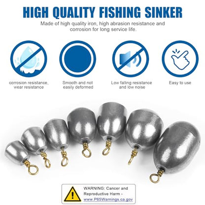 Fishing Weights Sinker Kit 25/54pcs Assorted Sizes Drop Bass Casting Catfish Weights Freshwater Saltwater Fishing Sinkers