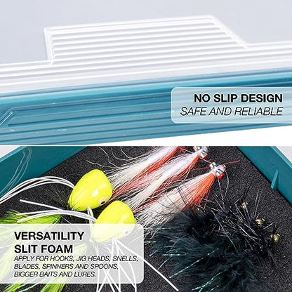 SF Fishing Tackle Box Tray 3600 Slit Foam Case Double Buckle Open Plastic Jig Box Heads Hooks Spinners Spoons Storage Tackle Tray 1Pack - style: 3602-1Pack