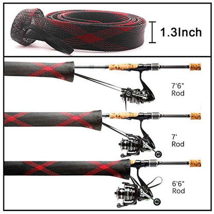 Fishing Rod Cover - 4 Pack Rod Sleeve Socks with Lanyard for Fly, Spinning, Casting, Sea Fishing - color: Black*2, Black & Green*1, Black & Red*1
