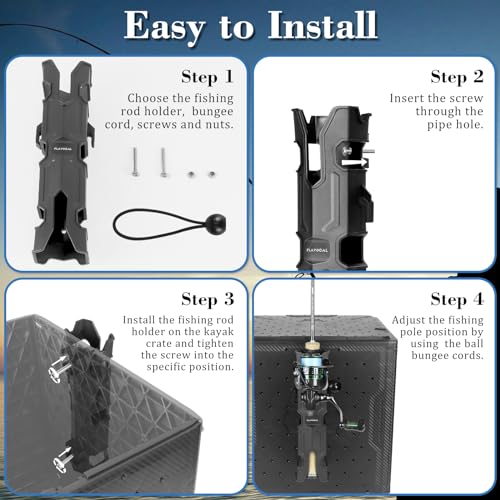 6 Pcs Mecha Boats Fishing Rod Holders,Wall Mounted Fishing Rod Holder Bracket Tube for Kayak with Screws,Ball Bungee Cords,Fishing Rod Storage Tubes for Boats,Cooler,Kayak,Crate,Garage,Trailer,Truck
