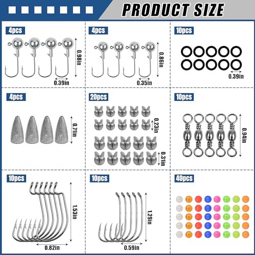 141pcs Surf Fishing Tackle Kit Saltwater Fishing Rigs Ocean Tackle Kit Various Accessories Include Slip Bobbers Bait Rigs Saltwater Lures Hooks Sinker Weights Swivel Bottom Rig