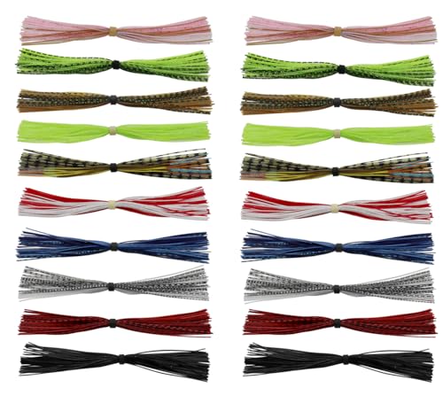 Silicone Jig Skirts Material Squid Rubber Jig Head Lures Spinnerbaits Buzzbaits Fly Fishing Material Crystal Flash bass jig Skirts Replacement Fishing DIY Accessory - color: 20 Bundles-A