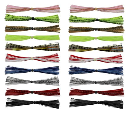 Silicone Jig Skirts Material Squid Rubber Jig Head Lures Spinnerbaits Buzzbaits Fly Fishing Material Crystal Flash bass jig Skirts Replacement Fishing DIY Accessory - color: 20 Bundles-A