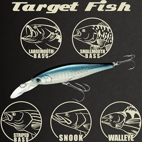 LUCKY CRAFT Pointer 78DD Freshwater Fishing Lure and Gear for Bass & Trout, 3 inch Deep Diving Suspending Jerkbait Fishing Line, Pressure-Ready Fish Bait, Premium Gear for Tackle Box, - color: 352 Lens Aurora Black